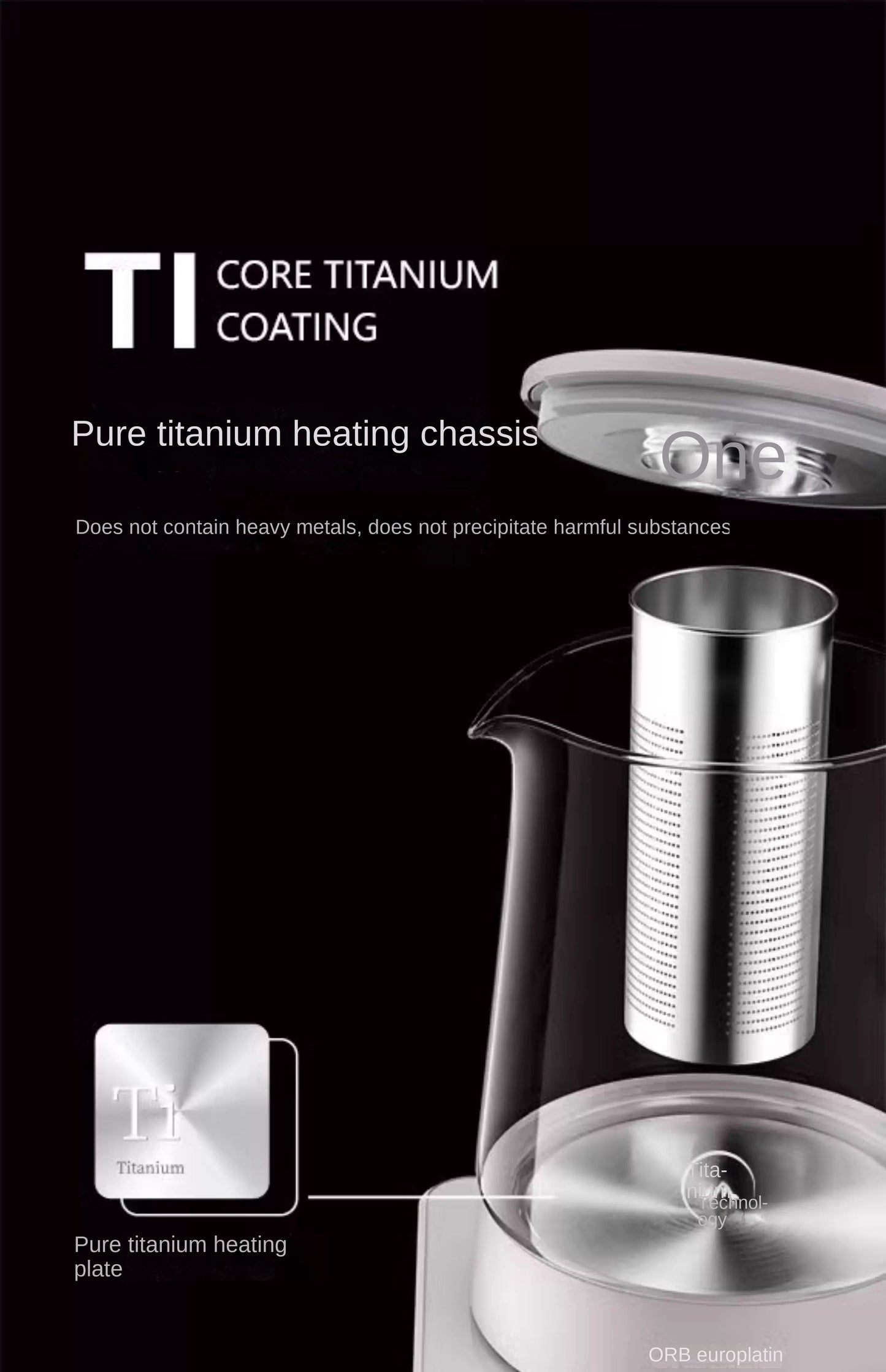 Pure Titanium Heating Plate Health Kettle 1.5L, Temperature-Resistant Tea Maker