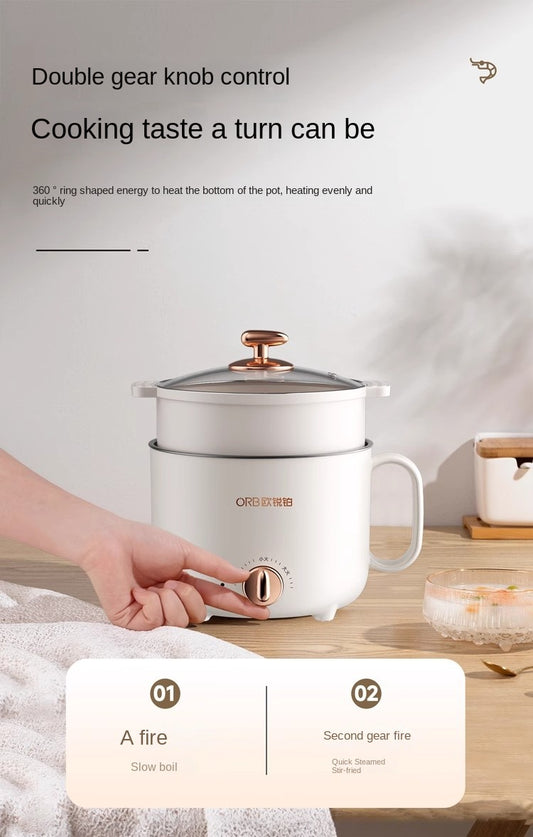 Multi-Function Cooker – Steam Above, Boil Below. 1.5L Black Ceramic Non-Stick Pot, Model with Dual Heat Settings