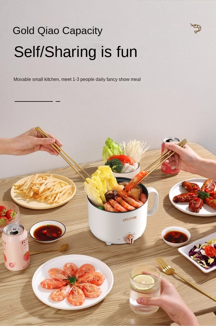 Multi-Function Cooker – Steam Above, Boil Below. 1.5L Black Ceramic Non-Stick Pot, Model with Dual Heat Settings