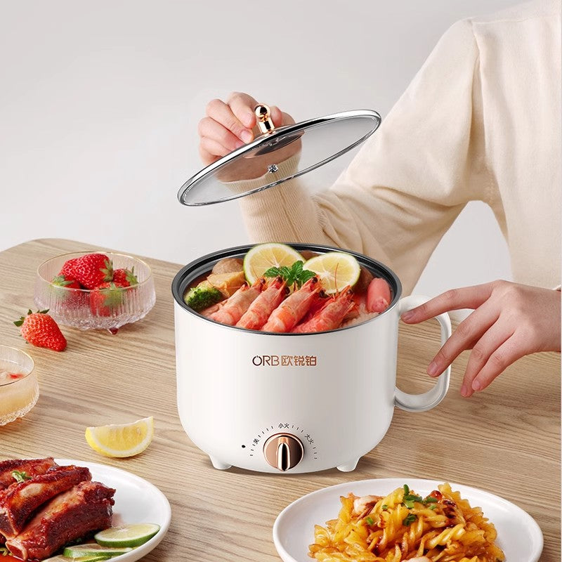 Multi-Function Cooker – Steam Above, Boil Below. 1.5L Black Ceramic Non-Stick Pot, Model with Dual Heat Settings