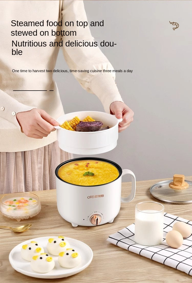 Multi-Function Cooker – Steam Above, Boil Below. 1.5L Black Ceramic Non-Stick Pot, Model with Dual Heat Settings